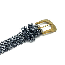 Handcrafted Black Freshwater Pearl Gold Buckle Belt For Him