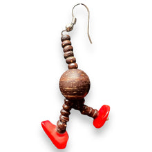 Handmade Earrings Coconut Shell Dangler with Ball Gemstone Jewelry