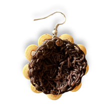 Handmade Earrings Coconut Shell Hand Carved Floral Pink Beads Jewelry