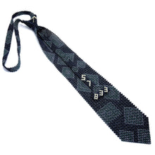 Handcrafted Diamond & Square Pattern Pearl Tie Geometric Harmony