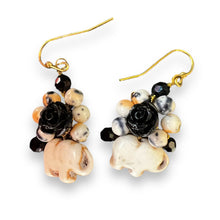 Handmade Earrings Elephant Rose Black White Jewelry