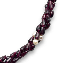 Handcrafted Garnet Drop Bead with Natural Pearl Accents Elegant Gemstone 17.7’’ Necklace Jewelry - Necklace