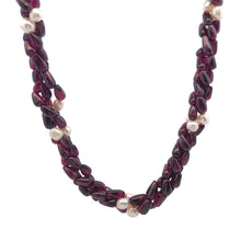 Handcrafted Garnet Drop Bead with Natural Pearl Accents Elegant Gemstone 17.7’’ Necklace Jewelry - Necklace