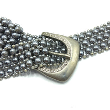 Handcrafted Retro Grey Pearl Buckled Belt Unique Giftware