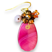 Handmade Earrings Pear Gemstone Pink Beads Jewelry