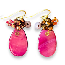 Handmade Earrings Pear Gemstone Pink Beads Jewelry