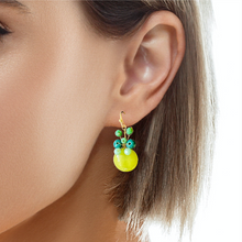 Handmade Earrings Lime Green Gemstone Beads Jewelry