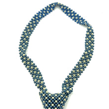 Handcrafted Pearl Tie Hues of Blue White Unique Neckwear