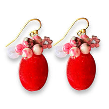 Handmade Earrings Gemstone Red Oval Beads Jewelry