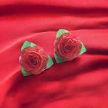 Handmade Earrings Fish Scales Red Rose Jewelry