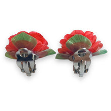 Handmade Earrings Fish Scales Red Rose Jewelry