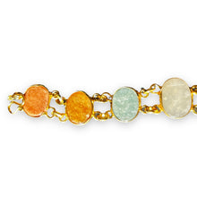 Handmade Natural Gemstone Oval Linked Bracelet 7 Inch Artisan Design Wristband