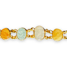 Handmade Natural Gemstone Oval Linked Bracelet 7 Inch Artisan Design Wristband
