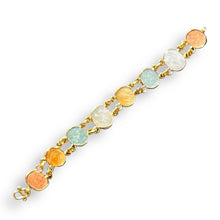 Handmade Natural Gemstone Oval Linked Bracelet 7 Inch Artisan Design Wristband