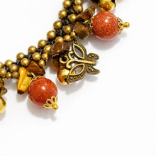 Handmade Boho Sunstone Beaded with Whimsical Elephant Bell Charms Jewelry - Bracelet