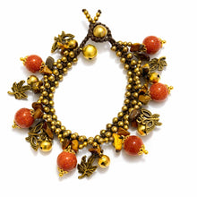 Handmade Boho Sunstone Beaded with Whimsical Elephant Bell Charms Jewelry - Bracelet