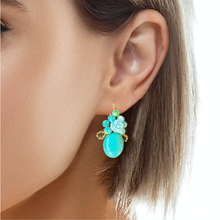 Handmade Earrings Turquoise Floral Plain Oval Beads Jewelry