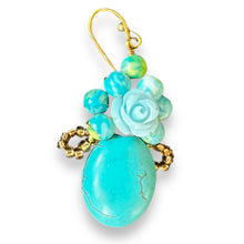 Handmade Earrings Turquoise Floral Plain Oval Beads Jewelry