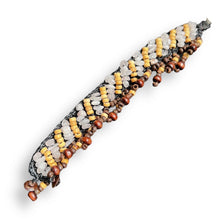 Handmade Brown Coconut Shell Rose Quartz Bracelet 7 Inch Artisan Design Wristband