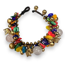 Handmade Bracelet Rose Quartz Elephant Bells Charms Beaded 8 Inch Jewelry