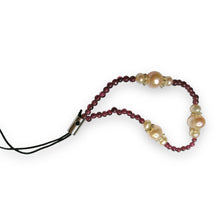 Handmade Mobile Strip  Garnet, Freshwater Pearls Natural Gemstone Phone Lanyard