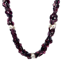 Handmade Garnet Natural Plain Smooth Hexagon & Pearl Gemstone 16.5” Necklace Elegant Jewelry - Necklace