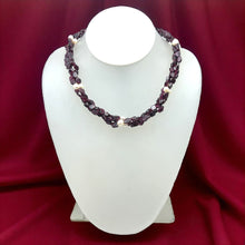 Handmade Garnet Natural Plain Smooth Hexagon & Pearl Gemstone 16.5” Necklace Elegant Jewelry - Necklace