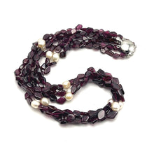 Handmade Garnet Natural Plain Smooth Hexagon & Pearl Gemstone 16.5” Necklace Elegant Jewelry - Necklace
