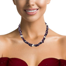Handmade Garnet Natural Plain Smooth Hexagon & Pearl Gemstone 16.5” Necklace Elegant Jewelry - Necklace
