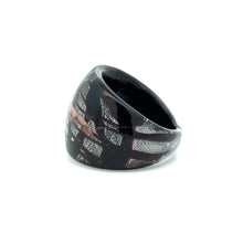Handmade Glass Acrylic Band Silver Stroke Infinity Ring