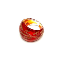 Handmade Glass Acrylic Ring Amber Luminous Brilliance Infinity Band