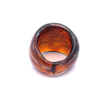 Handmade Glass Acrylic Ring Amber Luster Silver Radiance Infinity Band