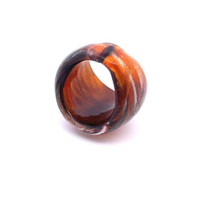 Handmade Glass Acrylic Ring Amber Luster Silver Radiance Infinity Band