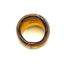 Handmade Glass Acrylic Ring Amber Radiance Silver Luster Infinity Band