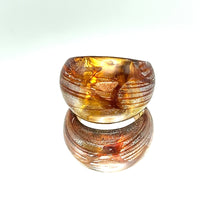 Handmade Glass Acrylic Ring Amber Radiance Silver Luster Infinity Band