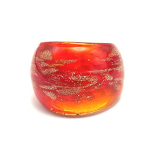 Handmade Glass Acrylic Ring Amber's Glitter Shiny Infinity Band