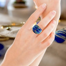 Handmade Glass Acrylic Ring Aqua Celestial Bio Color  Infinity Band