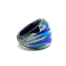 Handmade Glass Acrylic Ring Aqua Celestial Bio Color  Infinity Band