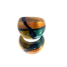 Handmade Glass Acrylic Ring Aqua Fusion Golden Elegance Infinity Band