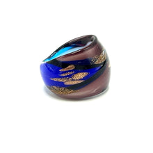 Handmade Glass Acrylic Ring Aqua Twilight Elegance Infinity Band