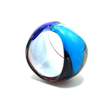 Handmade Glass Acrylic Ring Aqua Twilight Elegance Infinity Band