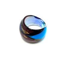 Handmade Glass Acrylic Ring Aqua Twilight Elegance Infinity Band