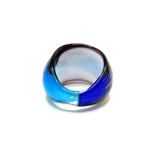 Handmade Glass Acrylic Ring Aqua Twilight Elegance Infinity Band