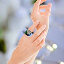 Handmade Glass Acrylic Ring Aqua's Artistry and Radiance Infinity Band