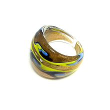 Handmade Glass Acrylic Ring Arabesque Chromatic Gold  Infinity Band