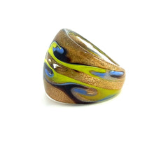 Handmade Glass Acrylic Ring Arabesque Chromatic Gold  Infinity Band