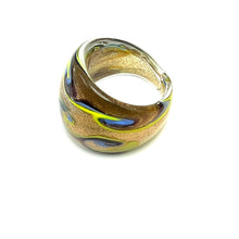 Handmade Glass Acrylic Ring Arabesque Golden Chromatic Infinity Band