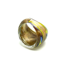 Handmade Glass Acrylic Ring Arabesque Golden Chromatic Infinity Band
