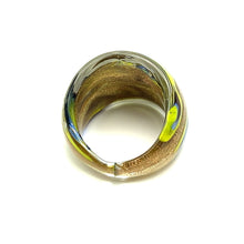 Handmade Glass Acrylic Ring Arabesque Golden Chromatic Infinity Band