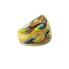 Handmade Glass Acrylic Ring Arabesque Golden Chromatic Infinity Band